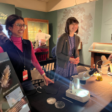 Aleezah and Elissa at a Meet a Scientist event
